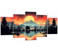 5 Pièces Diamond Painting Paysage, Grande Peinture Diamant Montagne, 5D Bricolage Kit Broderie Loisirs Créatifs Adultes, XXL Puzzle Strass Mosaïque, Point de Croix pour Murale Décor 50x30cm W5-582