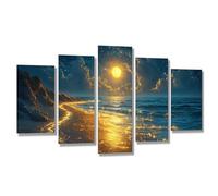 5 Pièces Diamond Painting Plage Mer Broderie Diamant Kit Complet, Grand Format Diamant Painting Puzzle Stitch, DIY Diamond Art Point de Croix Craft Kit, Tableau Decoration Murale 300x150cm j7s-940