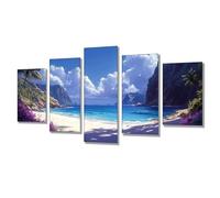 5 Pièces Diamond Painting Plage Mer Broderie Diamant Kit Complet, Grand Format Diamant Painting Puzzle Stitch, DIY Diamond Art Point de Croix Craft Kit, Tableau Decoration Murale 300x150cm j7s-216