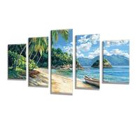 5 Pièces Diamond Painting Plage Mer Diamond Painting Adulte, DIY Full Drill Loisirs Créatifs Broderie Diamant Kit, Broderie Diamant Grand Art pour Décoration Maison Cadeau Femme 175x105cm q-812