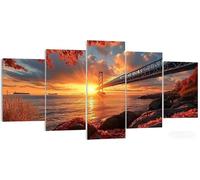 5 Pièces Diamond Painting Pont, Grande Peinture Diamant Paysage, 5D Bricolage Kit Broderie Loisirs Créatifs Adultes, XXL Puzzle Strass Mosaïque, Point de Croix pour Murale Décor 50x30cm W5-538