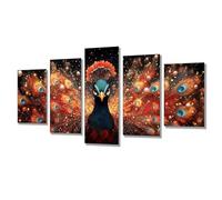 5 Pièces Diamond Painting Rêve Paon Broderie Diamant Kit Complet, Grand Format Diamant Painting Puzzle Stitch, DIY Diamond Art Point de Croix Craft Kit, Tableau Decoration Murale 300x150cm j7s-109