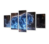 5 Pièces Diamond Painting Rêve Tigre Broderie Diamant Kit Complet, Grand Format Diamant Painting Puzzle Stitch, DIY Diamond Art Point de Croix Craft Kit, Tableau Decoration Murale 100x50cm j7s-22