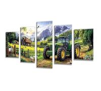 5 Pièces Diamond Painting Tracteur Ferme Diamond Painting Adulte, DIY Full Drill Loisirs Créatifs Broderie Diamant Kit, Broderie Diamant Grand pour Décoration Maison Cadeau Femme 225x135cm q-534