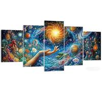 5 Pièces Diamond Painting Univers, Grande Peinture Diamant Planète, 5D Bricolage Kit Broderie Loisirs Créatifs Adultes, XXL Puzzle Strass Mosaïque, Point de Croix pour Murale Décor 100x60cm W5-162