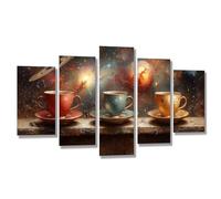 5 Pièces Diamond Painting Univers Tasse à café Broderie Diamant Kit Complet, Grand Format Diamant Painting, DIY Diamond Art Point de Croix Craft Kit, Salon Tableau Decoration Murale 100x50cm j7s-925