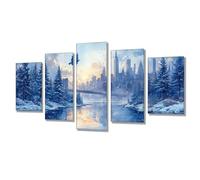 5 Pièces Diamond Painting Ville Paysage Broderie Diamant Kit Complet, Grand Format Diamant Painting, DIY Diamond Art Point de Croix Craft Kit, pour Salon Tableau Decoration Murale 200x100cm j7s-82