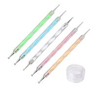5 Pièces Dotting Pen Avec 1 pièce de 5g petit flacon rond, Nail Art Dotting Tools, Nail Art Sculpture Pen Double Pointe, Nail Art Dessin Peinture Outils de Dotting Pen,Pour Nail
