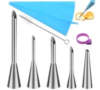 5 Pièces Douille Patisserie Choux a Garnir en Acier Inoxydable Pate a Choux avec Poche a Douille Patisserie Seringue Patisserie Convient pour Remplir des Confitures,Crème