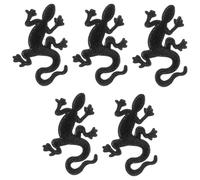 5 Pièces Écussons Gecko Brodés Thermocollants en Tissu Noir | Appliques Décoratives pour Paquet à Dos et Chaussures, Usage Atelier ou Retouche, Motif Gecko Noir