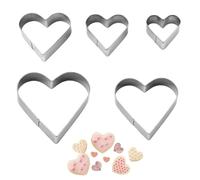 5 Pièces Emporte Pièces Cœur Acier Inoxydable, Set de 5 Tailles, Emporte Pièce Biscuit et Découpoirs pour Fondant, Pâte d'Amande, Sandwich, Fruits, Légumes, Pâtisserie, Gâteaux et Décoration