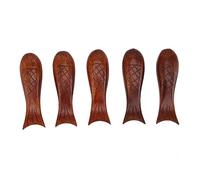 5 pièces en bois en forme de poisson, support de baguettes, support de cuillère, fourchette, porte-couteau, organisateur d'ustensiles de cuisine en bois de rose naturel pour table