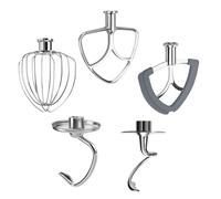 5 Pièces en Inox pour KitchenAid 4.5-5 Quart à Tête Inclinable Mélangeur sur Socle Artisan & Classic Series par MMOBIEL - K45 Fouet, Batteur Plat, Crochet en Spirale, Crochet à Pâte, Batteur Plat