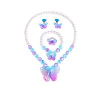 5 Pièces Ensemble de Bijoux Papillon pour Filles, Collier de Bijoux pour Enfants Papillon, Bagues, Bracelets, Boucles D'Oreilles, pour Enfants Filles Cadeau D'Anniversaire de Fête