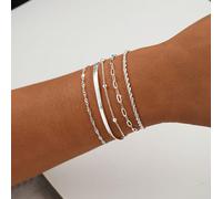 5 pièces Ensemble de bracelets empilables élégants, convient pour le port quotidien de bijoux pour femmes (quantité de perles aléatoire, longueur fixe standard) Taille UniqueAlliage de cuivre