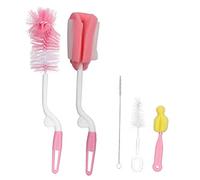 5 pièces ensemble de brosse de biberon pour le nettoyage à long manche nettoyant de bouteille 360 ° sucette brosse de paille jaune éponge Nylon bébé fournitures de nettoyage