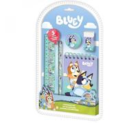 5 pièces Ensemble de papeterie Bluey pour garçons - Ensemble de fournitures scolaires pour enfants A5, carnet, gomme, crayon, règle, taille-crayon - Fournitures pour la rentrée scolaire, cadeaux de