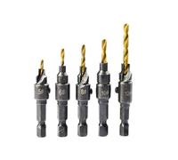 5 pièces/ensemble foret à fraiser TiN enduit bois ensemble for vis taille #5#6#8#10#12 avec une clé outils de travail du(6PCS Titanium)