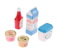 5 Pièces/Ensemble Jouet Miniature De Maison De Poupée, Sauce Tomate, Yaourt Glacé, Nourriture Modèle De Jouet