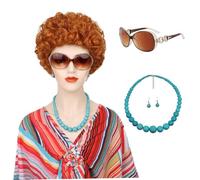 5 pièces/ensemble perruque orange courte perruque rouge bouclée pour costume de propriétaire perruque ondulée synthétique résistante à la chaleur pour Cosplay fête d'halloween amusante perruque rouge