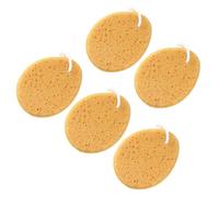 5 Pièces Éponge de Bain Alvéolée Ovale en Mousse, Boule Jaune | Nettoyage Complet du Corps, Design Nid D’abeille, Sangle Courte, Usage Bain, Texture Douce