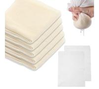 5 Pièces Etamine Alimentaire, Étamine Non Blanchie 50 * 50cm, 2 Pièces Sac Filtrant 60 * 45cm, Lavable Réutilisable, Toile A Beurre Pour Filtrer Épices, Beurre, Jus, Fromage, Thé, Tofu