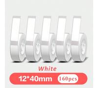 5 pièces Étiquettes de papier blanc de 12 mm x 40 mm compatibles avec les imprimantes P12, P15, Phomemo D30 et Q30. Autocollants thermiques imperméables pour imprimante. 12x40mm-10 Rouleaux Blanc,5 pi
