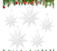 5 Pièces Étoiles en Papier, Étoiles Pliantes de Noël, 30 cm 45 cm Étoiles en Papier Décoratives, Étoiles Suspendues Décoration de Noël Décoration de Fenêtre Intérieure Accessoires de Fête, Blanc
