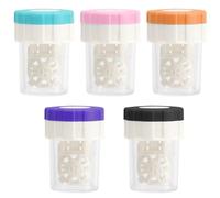 5 pièces Etui pour lentilles de contact, Mini Contact Lenses Case avec panier, Etui pour lentilles de contact à rotation manuelle Machine de nettoyage portable pour la maison, les voyages (4.7x3.7cm)