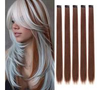 5 pièces Extensions de cheveux clip-on marron, perruques en fibres synthétiques pour femmes, peuvent être assorties à différents styles de coiffure sans aller au salon, conviennent pour un usage quoti