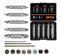 5 Pièces Extracteur Vis avec 3 Forets, Vis Autoforeuse Metal HSS 4341, Tourne Gauche Extracteur Endommagées, pour Endommagées Boulon