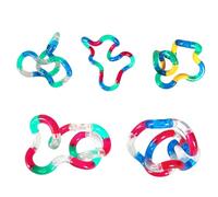 5 Pièces Fidget Toys,Anti Stress Relief,Tangle Jouet,Articulé Spinners Cube Fidgets,Antistress Bloc ElasticTorsadé Worm Snake Sensory,Twister Décompression Jouets Set,pour Autismus Enfants et Adultes