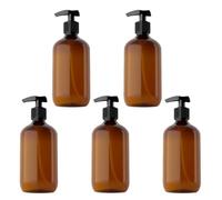 5 Pièces Flacon de Lotion à Pression 500ml en Plastique Pet Marron