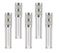 5 Pièces Flacon Vide de Gloss à Lèvres Rond 5ml en Abs, Argenté | Rhinestone Décoratif, Format Compact pour Voyage et Déplacement, Pratique pour Créer une Teinte Personnalisée