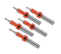 5 Pièces Foret à Chanfreiner pour Bois, Jeu de Fraises à Alliage | Structure à Étages, Acier au Carbone Revêtement, Usage Menuiserie et Bricolage, Installation de Vis Sûre