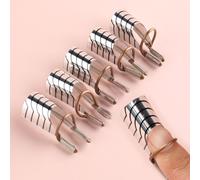 5 pièces Formes d'extension d'ongles réutilisables en argent, protecteur de guide, embouts d'ongles pour manucure acrylique UV gel, formes françaises pour ongles, accessoires de salon de manucure, fou