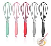 5 Pièces Fouet en Silicone Anti-Adhérent, 17cm, Fouet Cuisine Professionnel, Fouet en Silicone de Qualité Alimentaire, Fouet Patisserie, Fouet en Silicone pour Enfant, Adultes, pour Mélanger