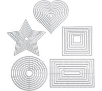 5 Pièces Gabarit De Poinçonnage Matrice De Decoupe Kit Géométrique Matrices De Découpe Carré Rectangulaire Cercle Étoile Cadre Coeur Gaufrage,Cutting Dies De Decoupe Pour Scrapbooking Album Cartes