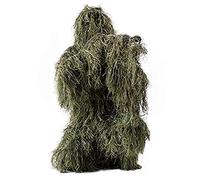 5 Pièces Ghillie Suit 3D, Costume Camouflage Léger pour Adult, Camouflage Ghillie Desert Sniper Airsoft Tenue Camouflage Chasse, Veste Pantalon Chapeau Ensemble pour Sport