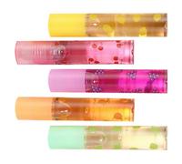 5 Pièces Gloss à Lèvres Transparent, Parfum Fruits, Plastique | Soins des Lèvres, Format Compact pour Retouches en Voyage, Style Adorable et Délicat Couleur Aléatoire
