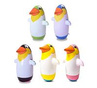 5 Pièces Gobelet Gonflable de Pingouin Jouets Figurines de Pingouin Drôles Sacs de Boxe Stand Pingouin Fête Festival Jouets de Sport pour Enfants 22cm (Coloré)