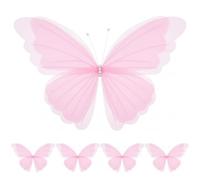 5 pièces Grandes décorations de Papillons, décor d'anniversaire de Papillon géant 3D 50 cm, Papillons en Maille avec des lumières pour la décoration Mariage et fête, décorations d'anniversai