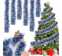 5 Pièces Guirlande de Noël pour Sapin, 2m Guirlandes Tinsel Noël, Guirlande Tinsel Métallique, Décoration de Guirlandes Noel, pour Mariage Anniversaire Murs Fenêtres Sapin Decoration Noëls (Bleu)