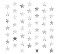 5 Pièces Guirlande Etoile Dorée,Forme D'Étoile Papier Guirlande,Bannière D'Étoiles À Suspendre,D'Étoiles À Suspendre Réfléchissante,Doré Bannière De Guirlande En Papier,Pour Anniversaire(Argent,4*5m)