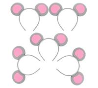 5 Pièces Halloween Serrage-tête Oreilles de Souris Gris | Tissu Léger, Confort de Port, Finition Soignée, pour Festivals Anime et Conventions, Style Mignon