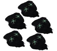 5 Pièces Halloween Toile D'araignée Halloween Toiles D'araignée Fausse Toile D'araignée Décoration pour Halloween Décoration Extérieure Intérieure(Le Noir)