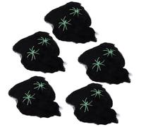 5 Pièces Halloween Toile D'araignée Halloween Toiles D'araignée Fausse Toile D'araignée Décoration pour Halloween Décoration Extérieure Intérieure(Le Noir)