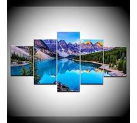 5 Pièces Hd Imprimé Toile Art Mural Impressions Sur Toile Pour Salon Décoration Moderne Impressions Sur Toile Paysage De Lac Et De Montagne 200 X 100 Cm Décor À La Maison Impression Sur Toil -5J4L-V7F