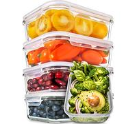 [5 Pièces] Hermetique Boite Alimentaire Verre avec Couvercles - Boite Conservation Verre sans BPA - Recipient en Verre (880 ml: 1-compartiment)