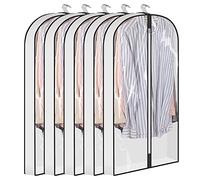 5 pièces Housse de vêtements de haute qualité, 100 L x 57 B x 8,6 cm H, Housses de vêtements transparentes résistantes aux mites avec fermeture éclair, Sac de costume latéralement respirant pour